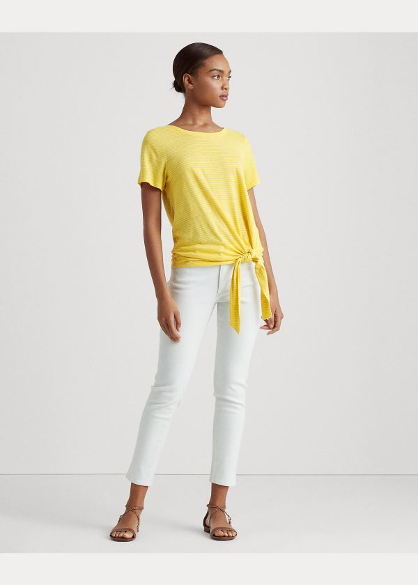 Ralph Lauren Tied-Hem Jersey Tee Žluté Bílé | KK4uLWNO