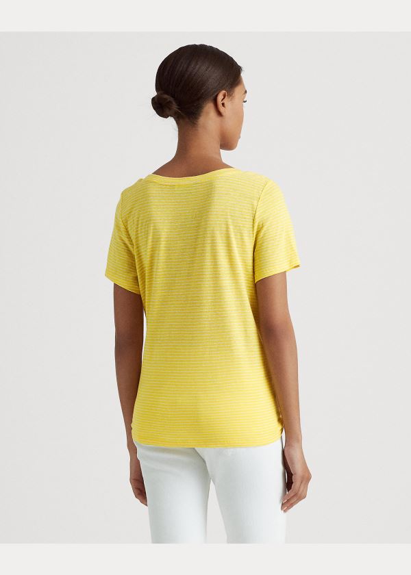 Ralph Lauren Tied-Hem Jersey Tee Žluté Bílé | KK4uLWNO