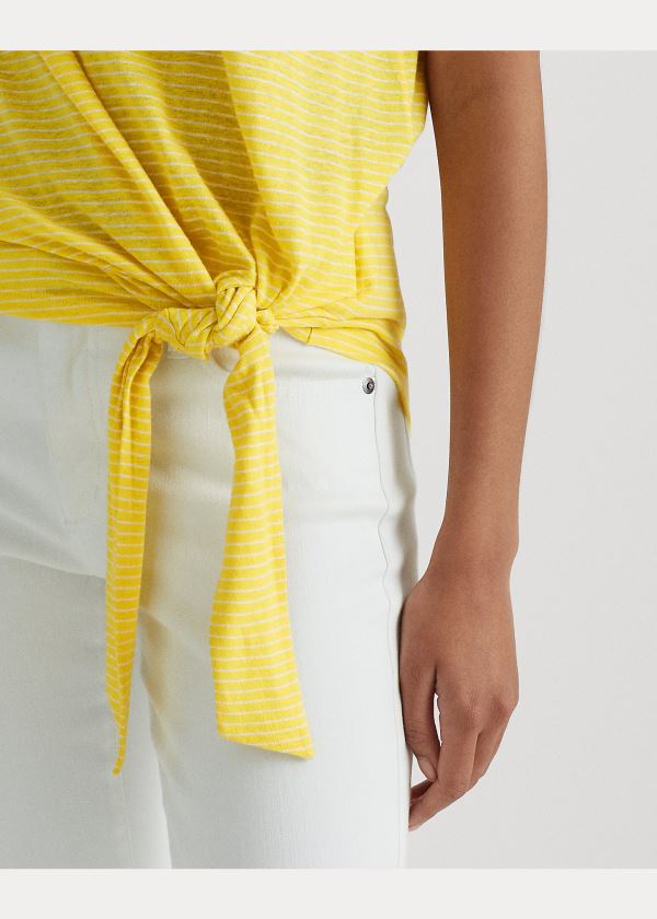 Ralph Lauren Tied-Hem Jersey Tee Žluté Bílé | KK4uLWNO