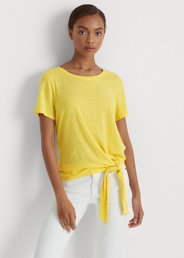 Ralph Lauren Tied-Hem Jersey Tee Žluté Bílé | KK4uLWNO