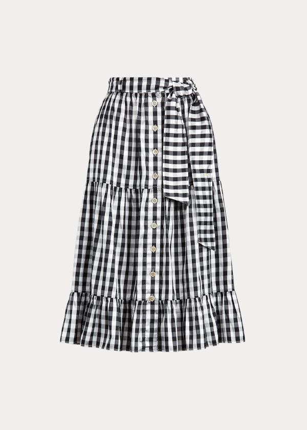 Ralph Lauren Tiered Silk Skirt Černé Bílé | LxGaXJ0y