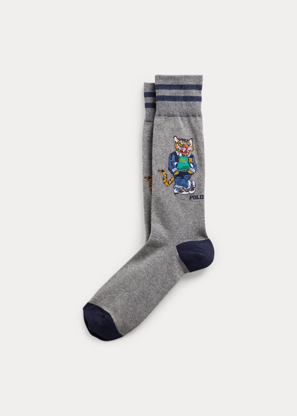Ralph Lauren Tiger & Argyle Sock 2-Pack Tmavě Šedé | SJYpDHsL