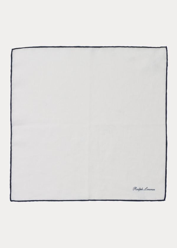 Ralph Lauren Tipped Linen Pocket Square Bílé Tmavě Blankyt | qD91iwAZ