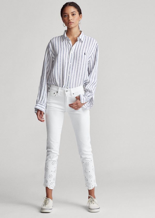Ralph Lauren Tompkins Skinny Crop Jean Bílé | SApu8SrD