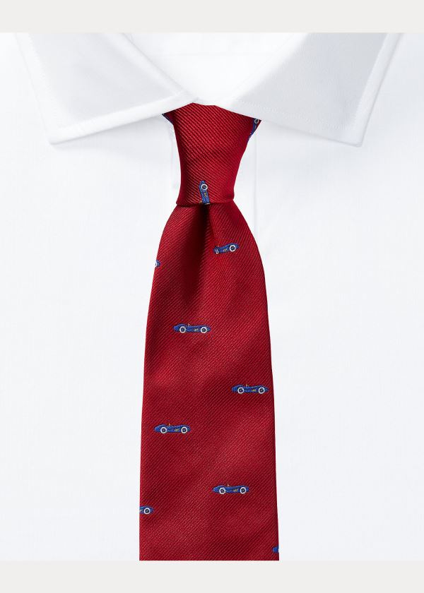Ralph Lauren Toy Car Silk Narrow Tie Červené | mIqzoxOo
