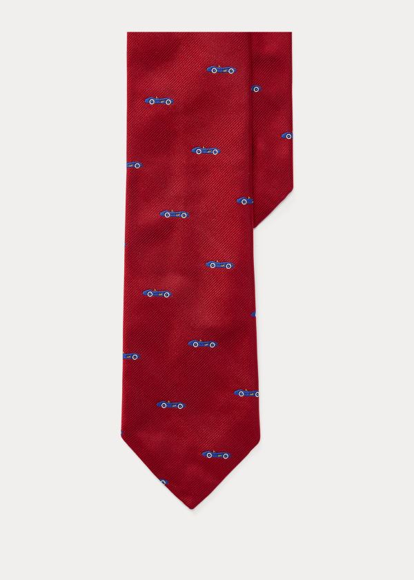 Ralph Lauren Toy Car Silk Narrow Tie Červené | mIqzoxOo