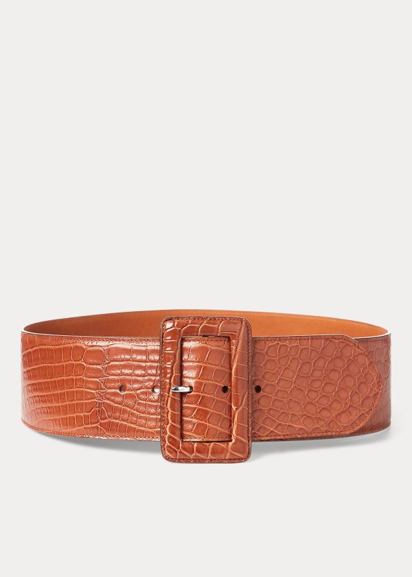 Ralph Lauren Trench-Přezkou Alligator Belt Hnědé | OEfdMEUt