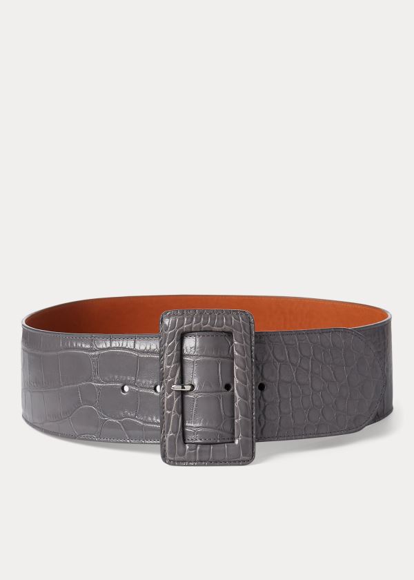 Ralph Lauren Trench-Přezkou Alligator Belt Šedé | dVnbf7DR