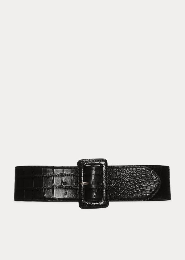 Ralph Lauren Trench-Přezkou Alligator Belt Černé | jrTabdW0