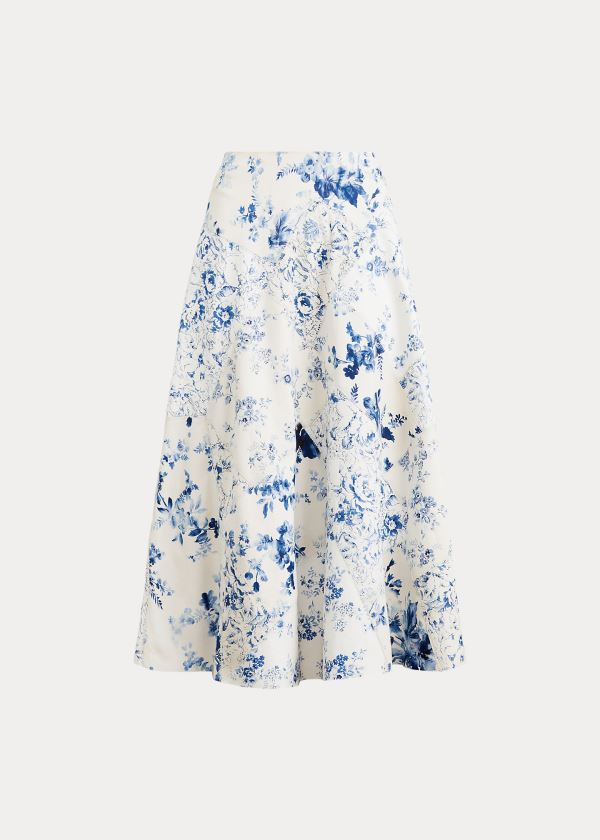 Ralph Lauren Trivelas Floral Læder Skirt Bílé Blankyt | LTD7bDBH