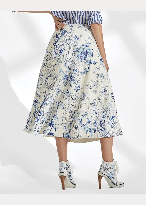 Ralph Lauren Trivelas Floral Læder Skirt Bílé Blankyt | LTD7bDBH
