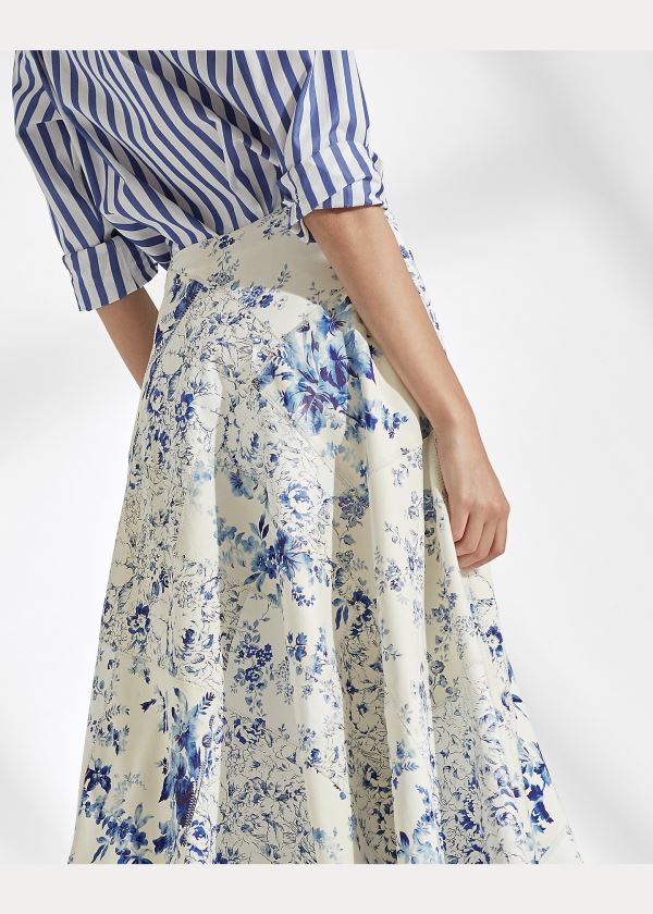 Ralph Lauren Trivelas Floral Læder Skirt Bílé Blankyt | LTD7bDBH