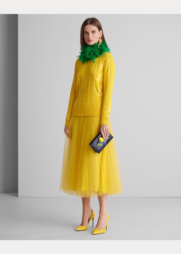 Ralph Lauren Trivelas Pleated Tulle Skirt Žluté | 1MnYFOWQ
