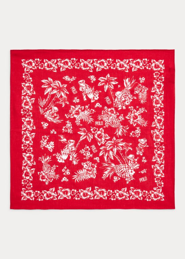 Ralph Lauren Tropical Bear Bavlněné Bandanna Červené | HOkeXEiU