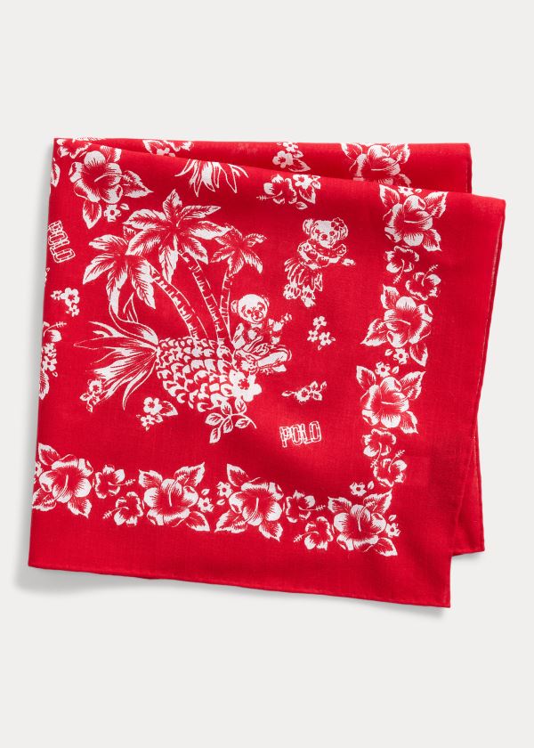 Ralph Lauren Tropical Bear Bavlněné Bandanna Červené | HOkeXEiU