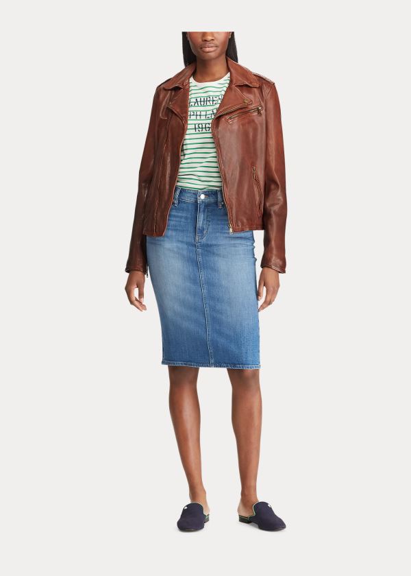 Ralph Lauren Tumbled Lambskin Jacket Hnědé | mN2Ibrvr
