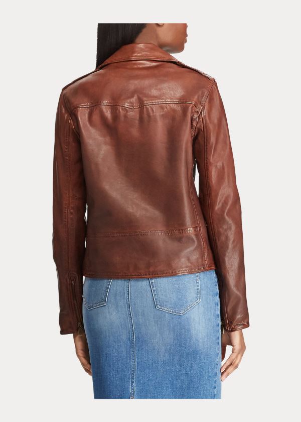 Ralph Lauren Tumbled Lambskin Jacket Hnědé | mN2Ibrvr