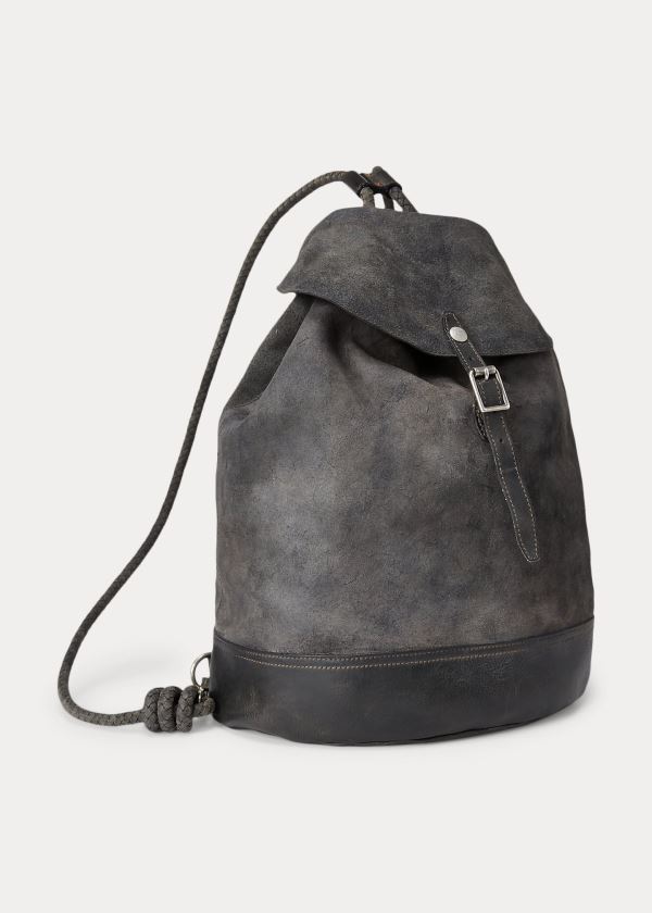 Ralph Lauren Tumbled Læder Rucksack Černé | DulOEDbp