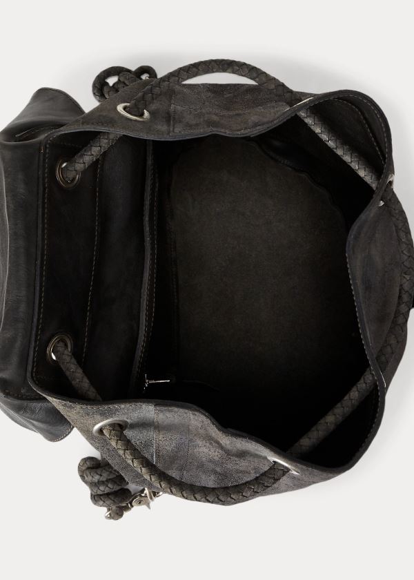 Ralph Lauren Tumbled Læder Rucksack Černé | DulOEDbp