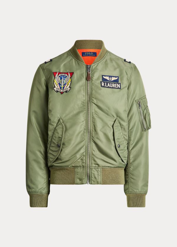 Ralph Lauren Twill Bomber Jacket Olivy Zelené Oranžové | PSPGcrxt