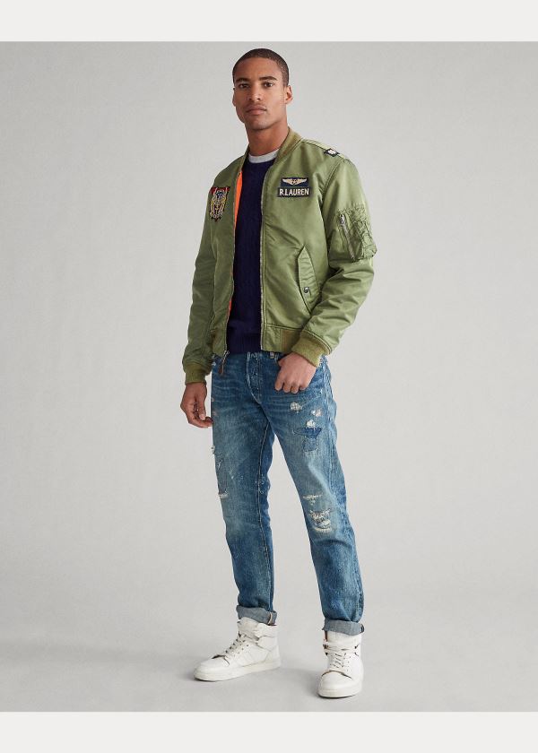 Ralph Lauren Twill Bomber Jacket Olivy Zelené Oranžové | PSPGcrxt
