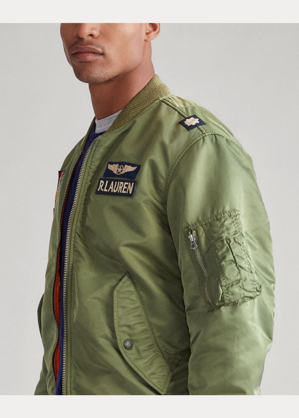 Ralph Lauren Twill Bomber Jacket Olivy Zelené Oranžové | PSPGcrxt