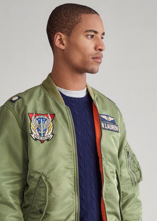 Ralph Lauren Twill Bomber Jacket Olivy Zelené Oranžové | PSPGcrxt