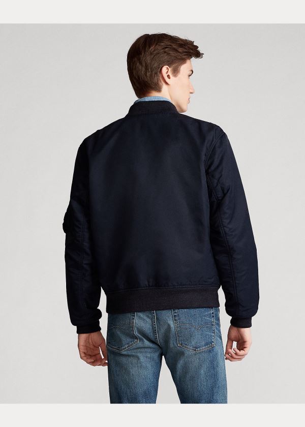 Ralph Lauren Twill Bomber Jacket Tmavě Blankyt Oranžové | DCHUZJhg