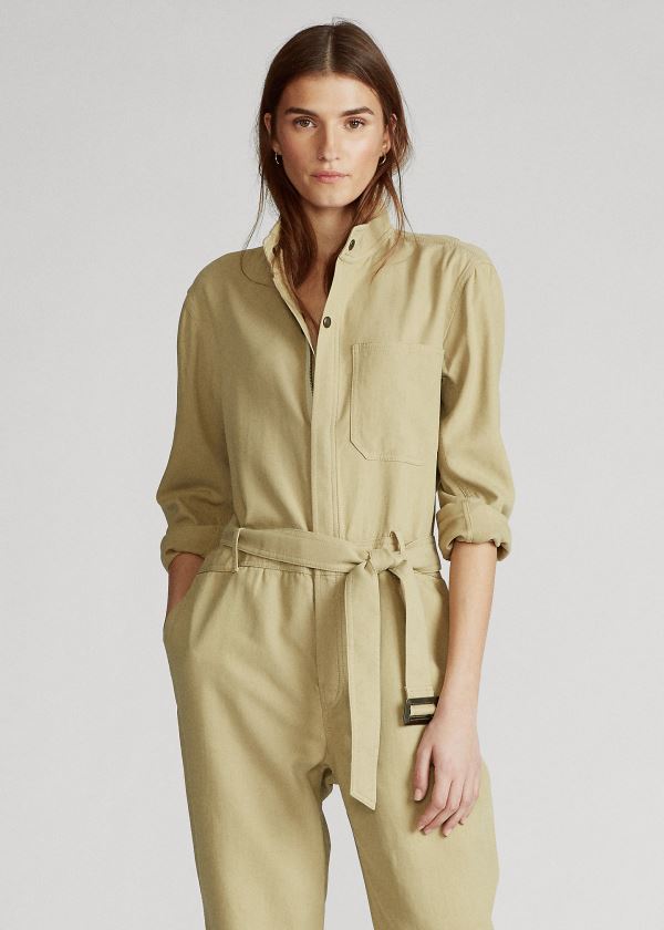 Ralph Lauren Twill Jumpsuit Hnědé | K9ek6lk0