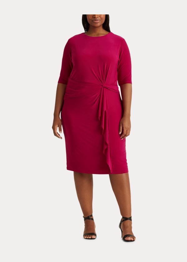 Ralph Lauren Twisted-Knot Jersey Šaty Světle Fuchsie | DsCMXK2I