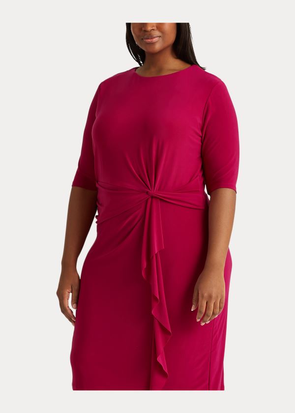 Ralph Lauren Twisted-Knot Jersey Šaty Světle Fuchsie | DsCMXK2I