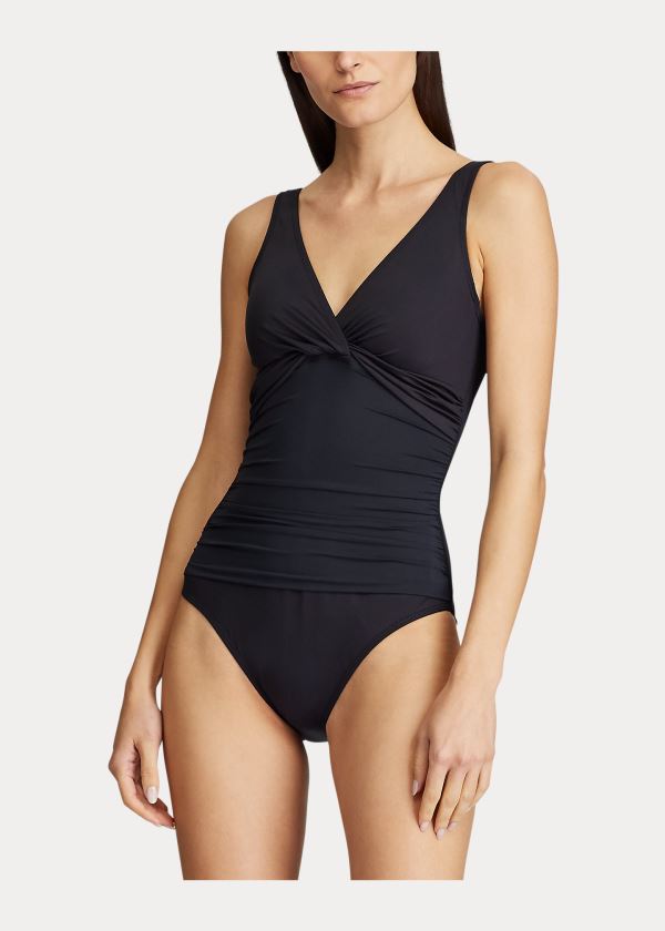 Ralph Lauren Twisted One-Piece Černé | FOVcWr9l