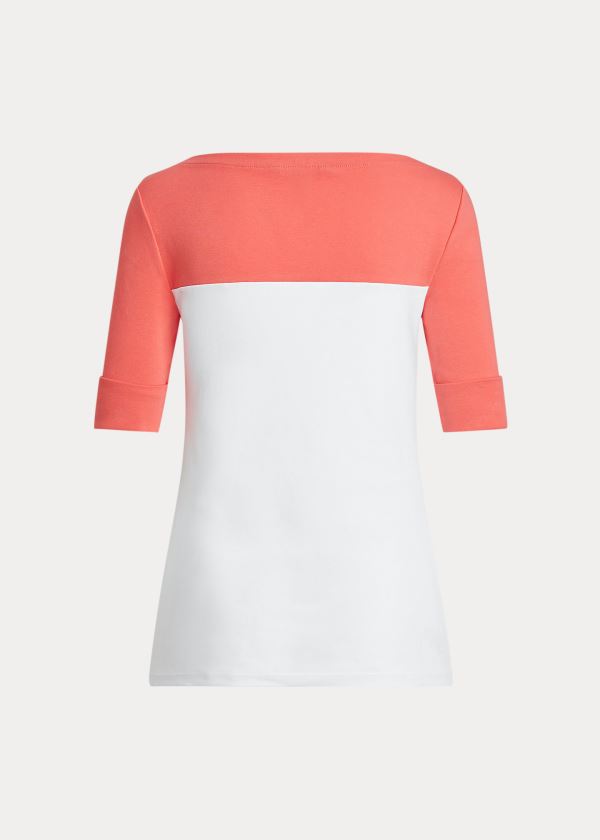 Ralph Lauren Two-Tone Boatneck Top Červené Bílé | Mo5mLSfO