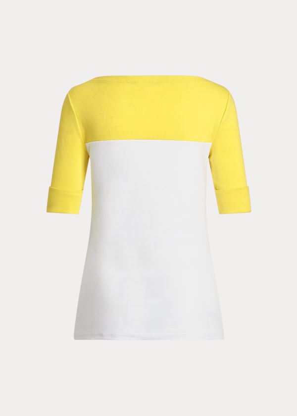 Ralph Lauren Two-Tone Boatneck Top Žluté Bílé | 9A1sAGEf
