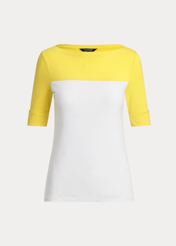 Ralph Lauren Two-Tone Boatneck Top Žluté Bílé | 9A1sAGEf