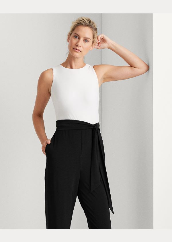 Ralph Lauren Two-Tone Jersey Jumpsuit Černé Bílé | 8jnxflgN