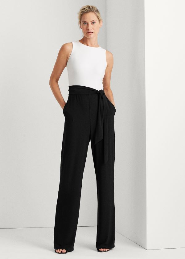 Ralph Lauren Two-Tone Jersey Jumpsuit Černé Bílé | 8jnxflgN