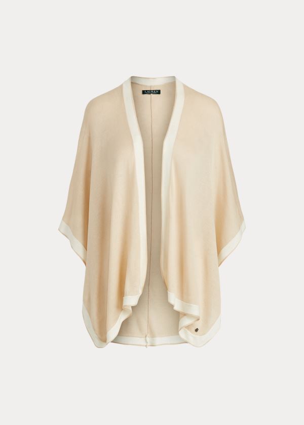 Ralph Lauren Two-Tone Ruana Bílé Krém | r9p2CpsS