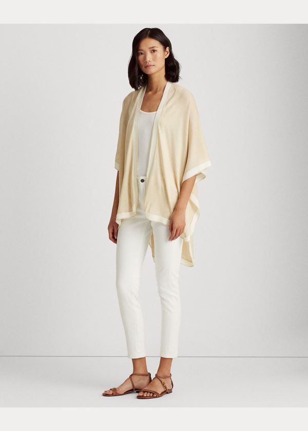 Ralph Lauren Two-Tone Ruana Bílé Krém | r9p2CpsS