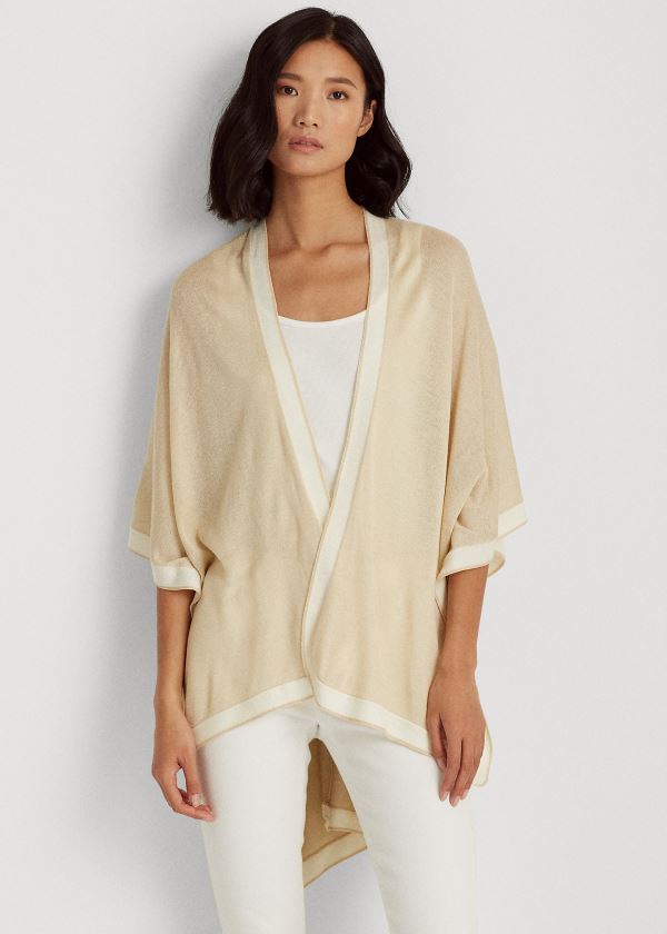 Ralph Lauren Two-Tone Ruana Bílé Krém | r9p2CpsS