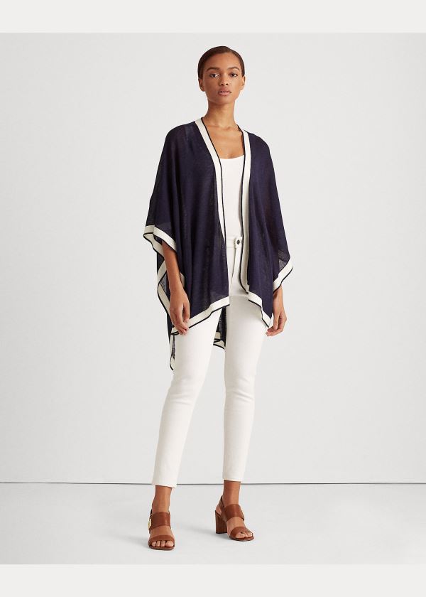 Ralph Lauren Two-Tone Ruana Tmavě Blankyt | AlhoSNsG