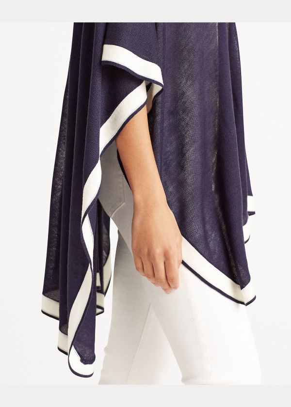 Ralph Lauren Two-Tone Ruana Tmavě Blankyt | AlhoSNsG