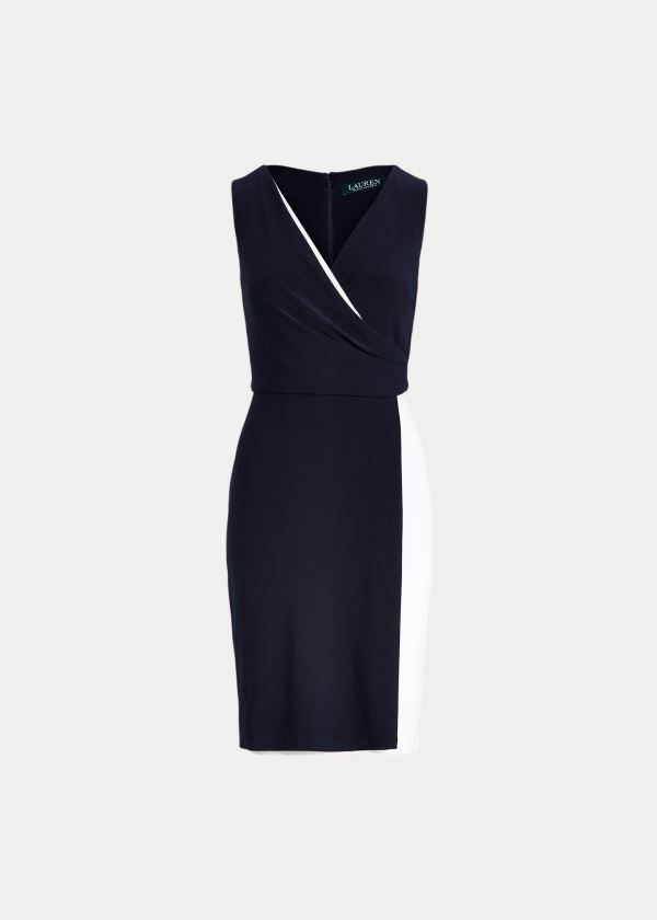 Ralph Lauren Two-Tone Surplice Šaty Světle Tmavě Blankyt Bílé | ejqt1Qh5