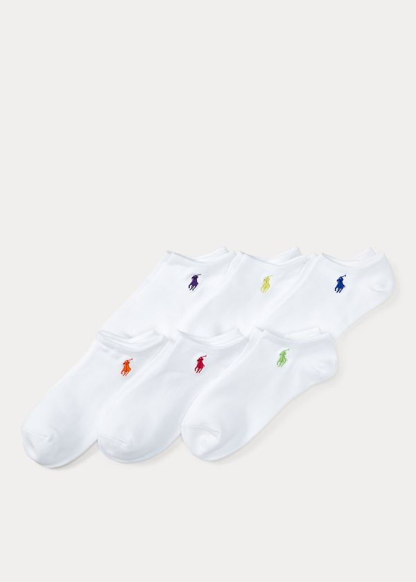 Ralph Lauren Ultralow Sock 6-Pack Bílé | zjVQtIl3