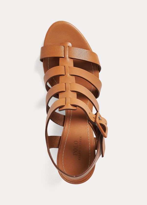 Ralph Lauren Vachetta Læder Sandal Hnědé | POTuMwzB