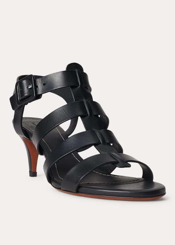 Ralph Lauren Vachetta Læder Sandal Černé | vs7aBVHp