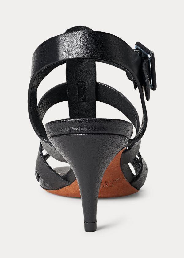 Ralph Lauren Vachetta Læder Sandal Černé | vs7aBVHp