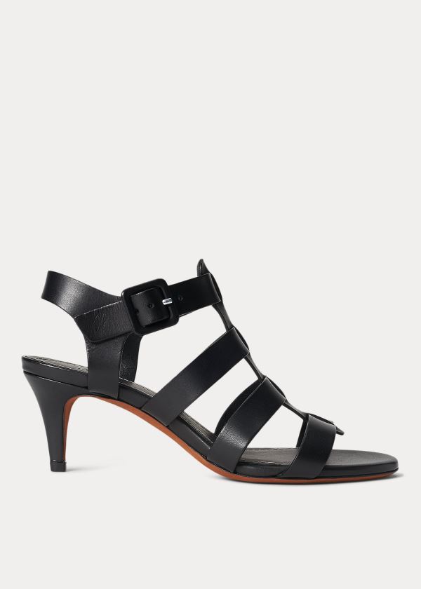 Ralph Lauren Vachetta Læder Sandal Černé | vs7aBVHp
