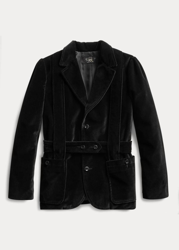 Ralph Lauren Velvet Jezdectví Blazer Černé | tAmJdugi