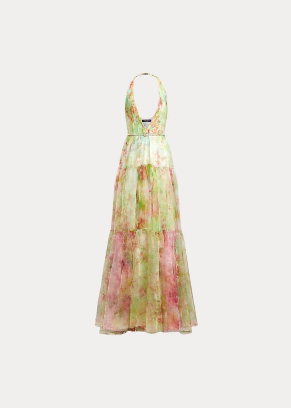Ralph Lauren Verona Floral Organza Šaty Růžové Viacfarebný | rV0ymXYl
